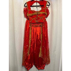 Red Belly Dance Costume Set With Sequins & Coins